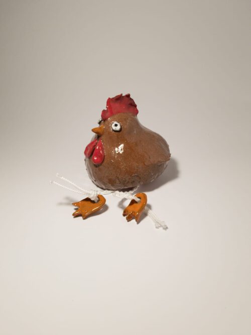 Keramik Huhn - Handgemacht - Tonkunst - Deko - braun