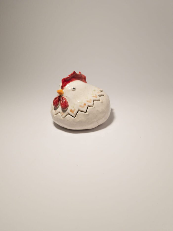 Keramik Huhn - Handgemacht - M - Trennbar - weiß