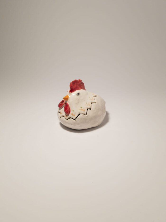 Keramik Huhn - Handgemacht - S - Trennbar - weiß