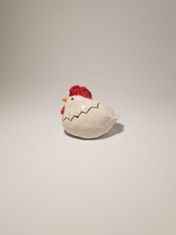 Keramik Huhn - Handgemacht - S - Trennbar - weiß
