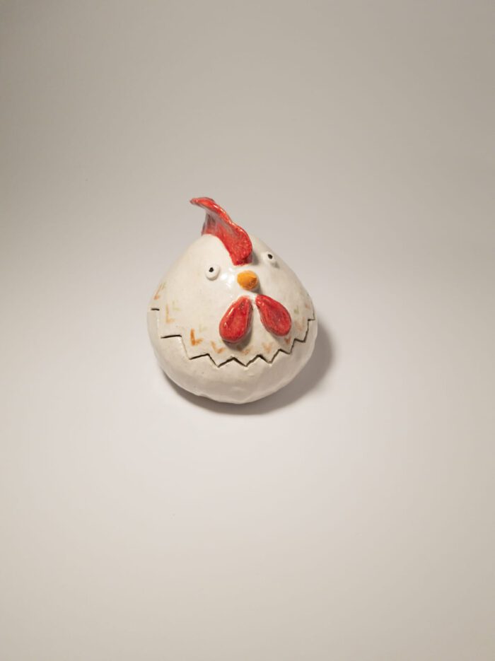 Keramik Huhn - Handgemacht - XL - Trennbar - weiß
