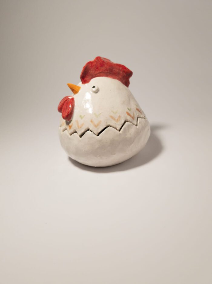 Keramik Huhn - Handgemacht - XL - Trennbar - weiß