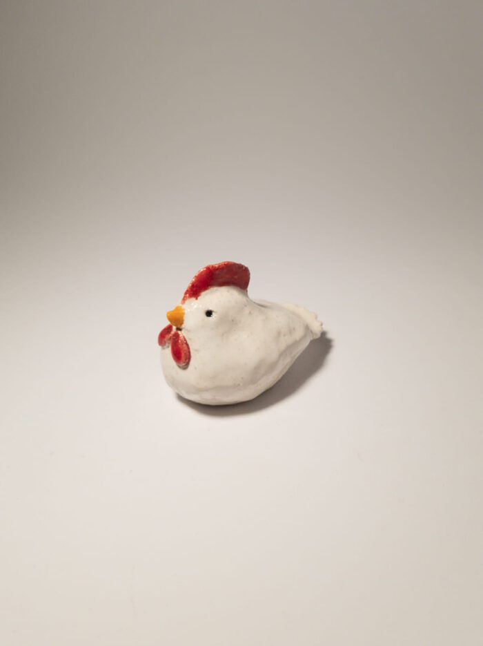 Keramik Huhn - Handgemacht - S - weiß