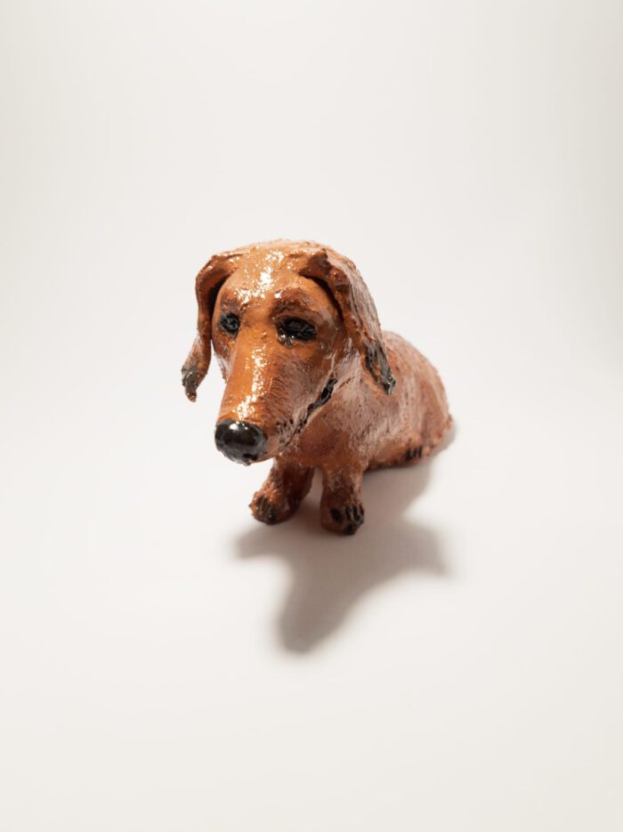 Keramik Hund - Handgemacht - XL - hellbraun