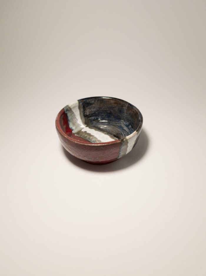 Keramik Schüssel - Handgemacht - Grau Rot