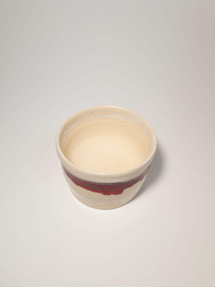 Keramik Schüssel - rot - weiß - Handgemacht