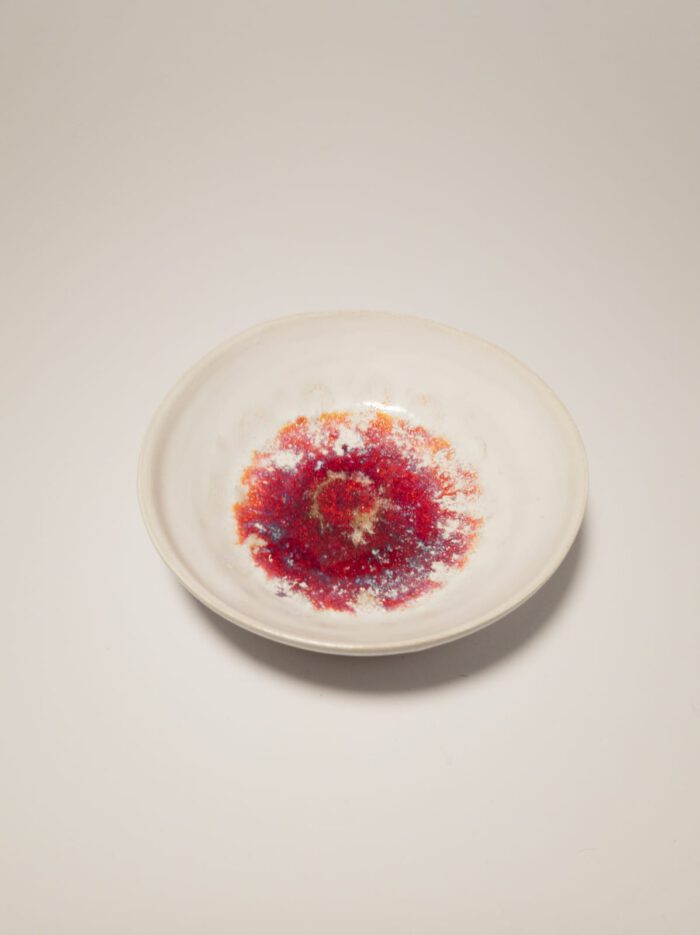Keramik Schüssel - weiß - rot- Handgemacht