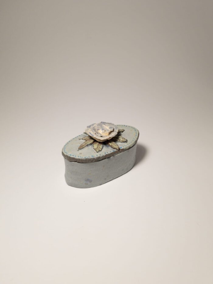 Keramik Schmuckdose - Handgemacht - Oval - blau