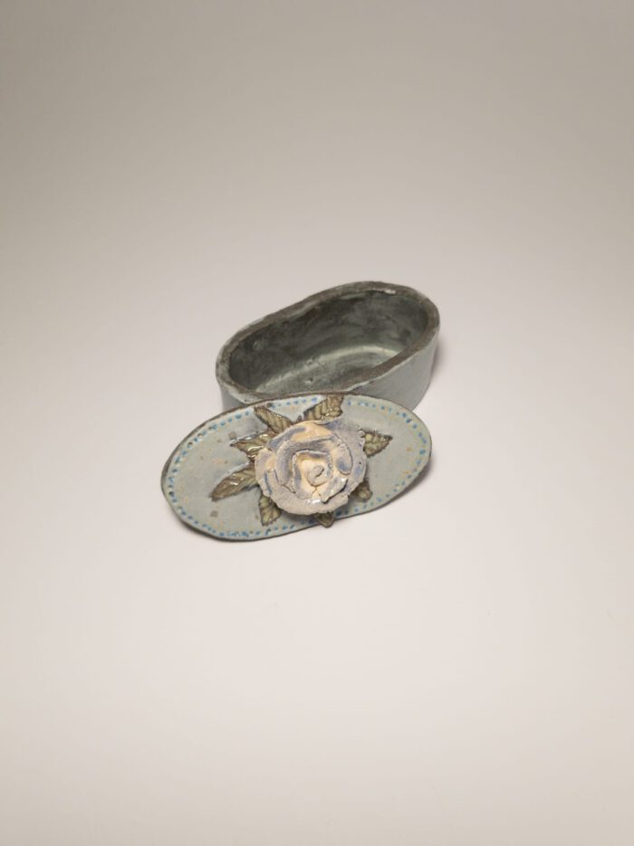 Keramik Schmuckdose - Handgemacht - Oval - blau