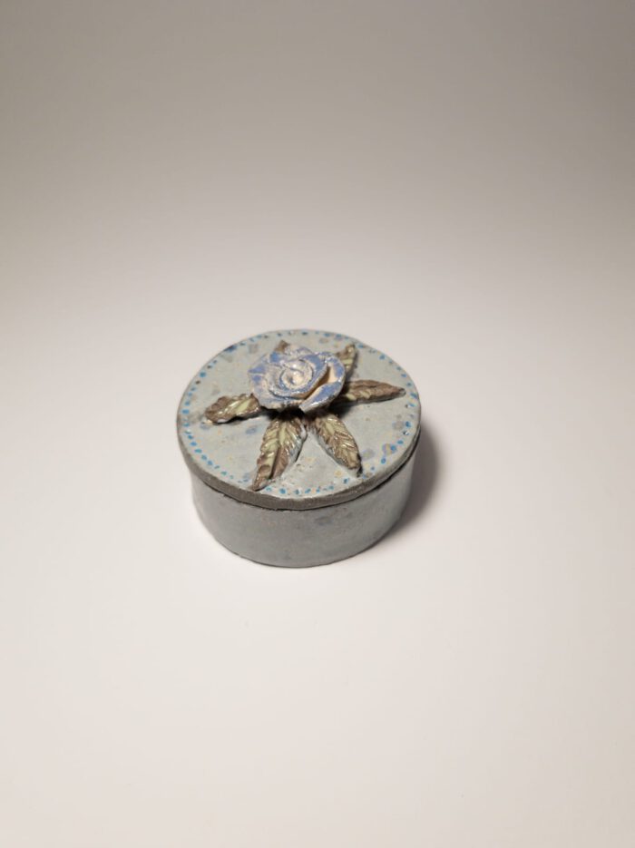 Keramik Schmuckdose - Handgemacht - M - blau - mit Deckel