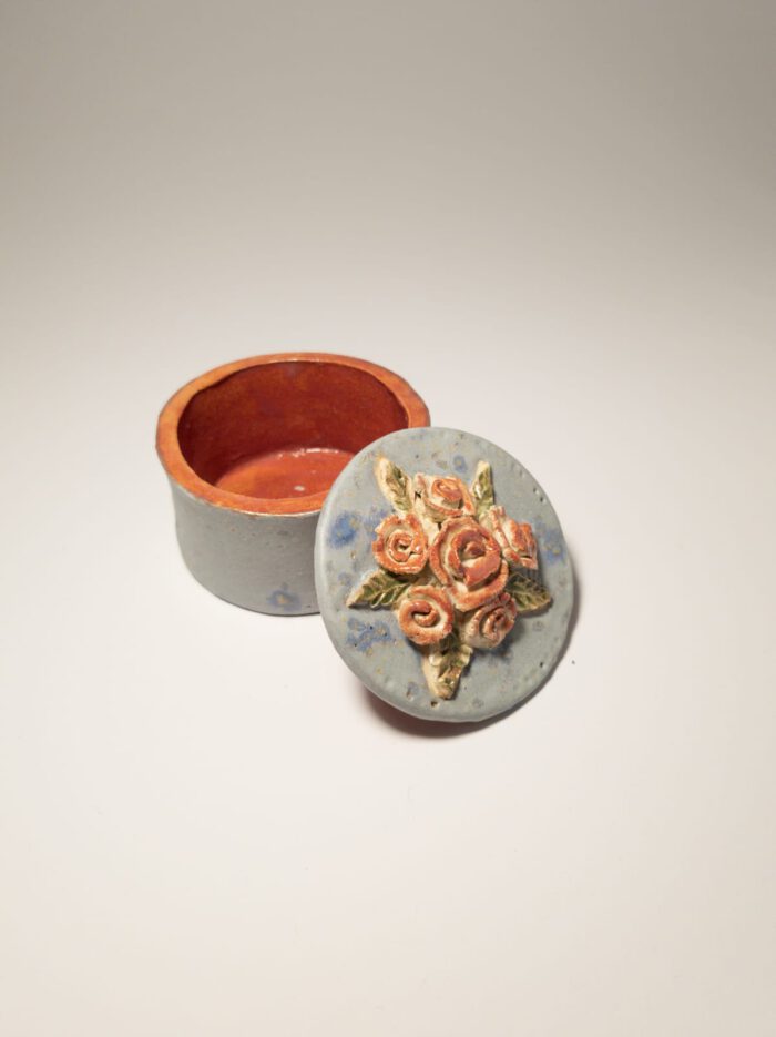 Keramik Schmuckdose - Handgemacht - M - rot - mit Deckel