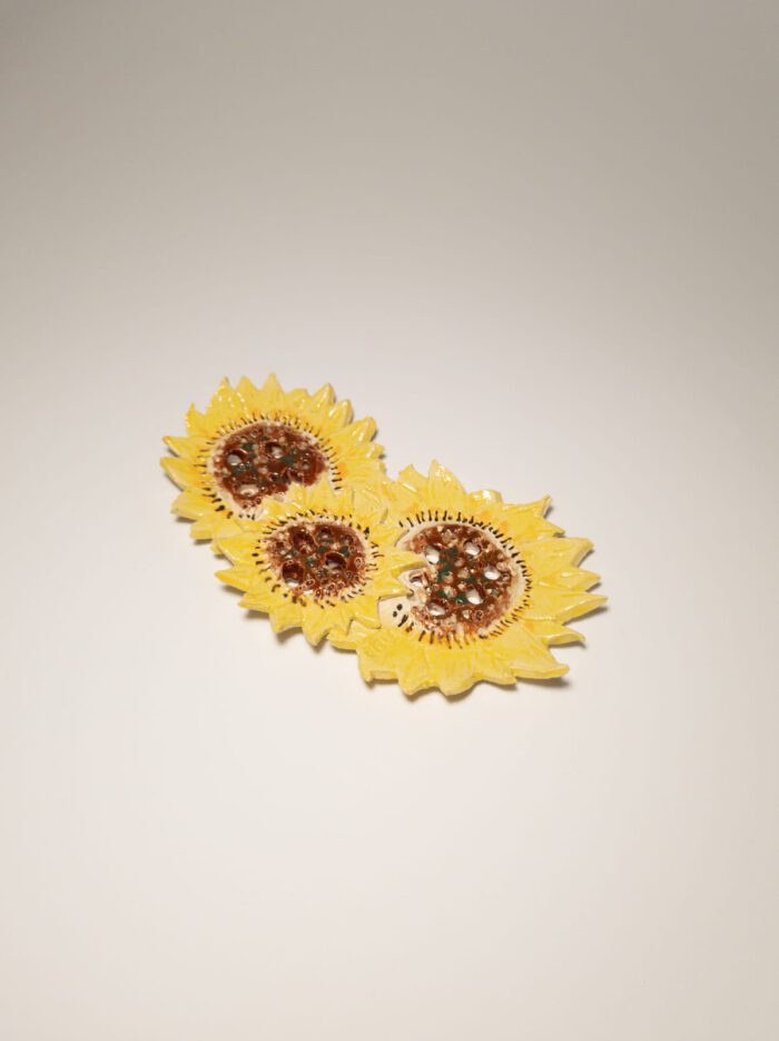 Keramik Seifenschale - Handgemacht - XL - Sonnenblumen
