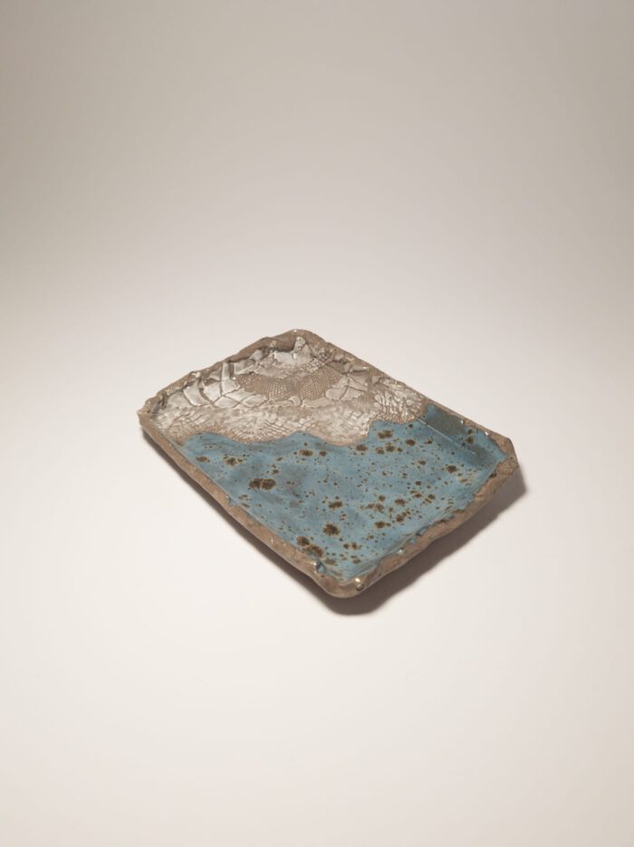 Keramik Seifenschale - Handgemacht - XL - blau-grau