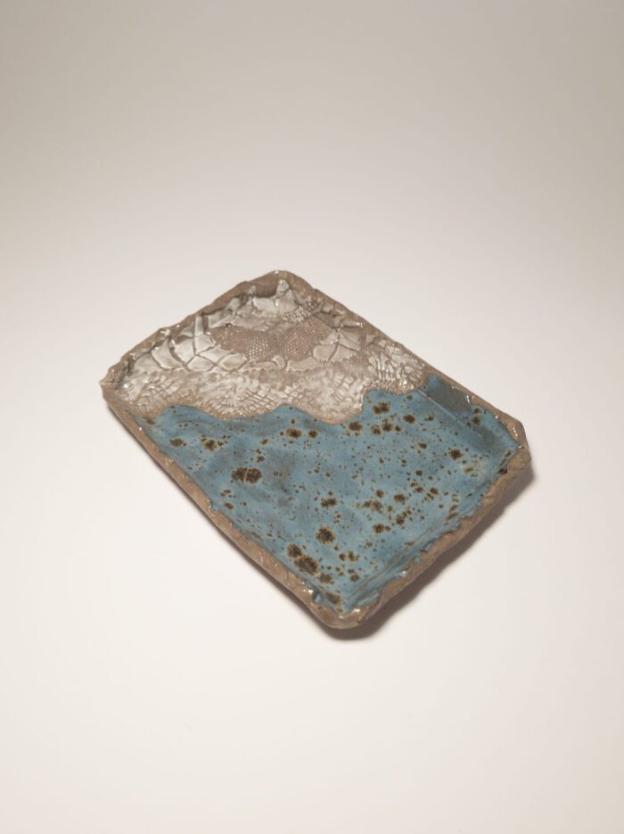 Keramik Seifenschale - Handgemacht - XL - blau-grau