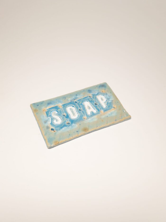 Keramik Seifenschale - SOAP - blau - Deko