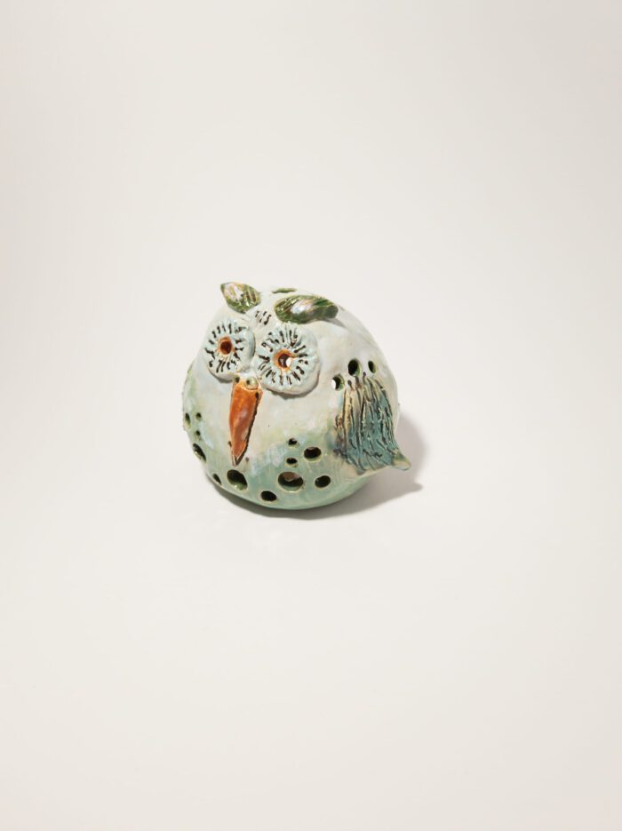 Keramik Eule - klein - grün - handgemachte Keramik - Dekoration