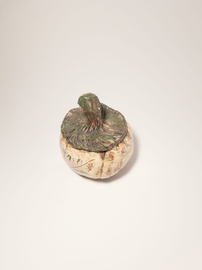 Keramik Kürbis - Blätter - Handgemachte Herbstdeko Keramik - Töpferei - m