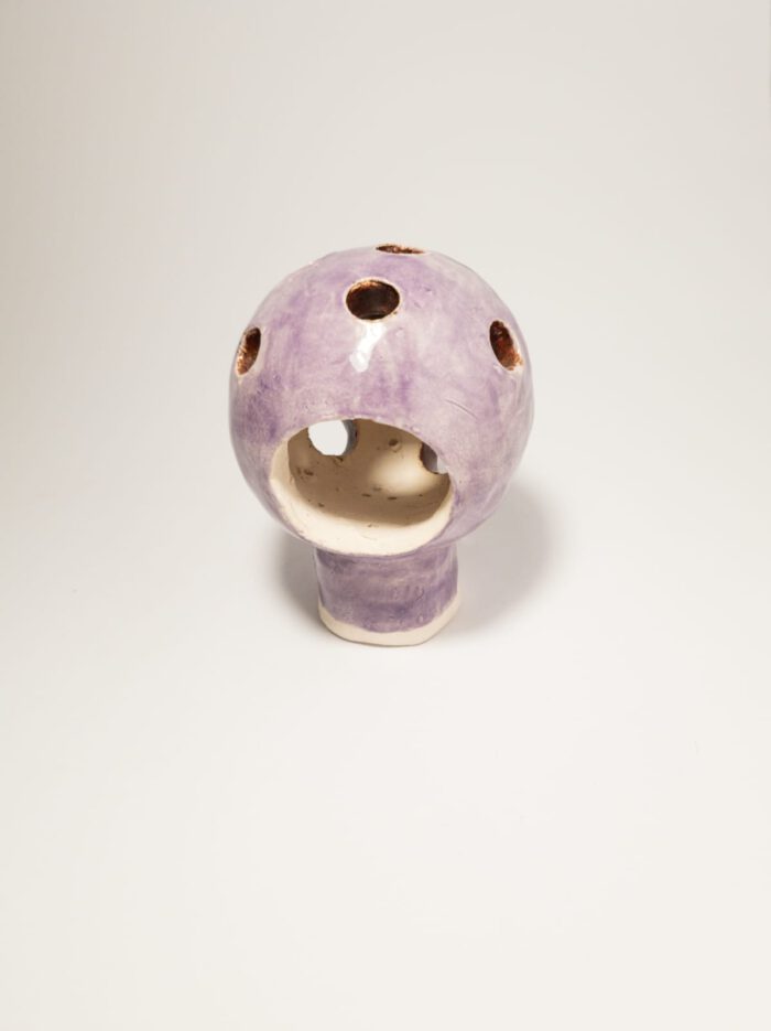 Keramik Teelichthalter - Herbstdeko - Handgemachte Keramik - lila
